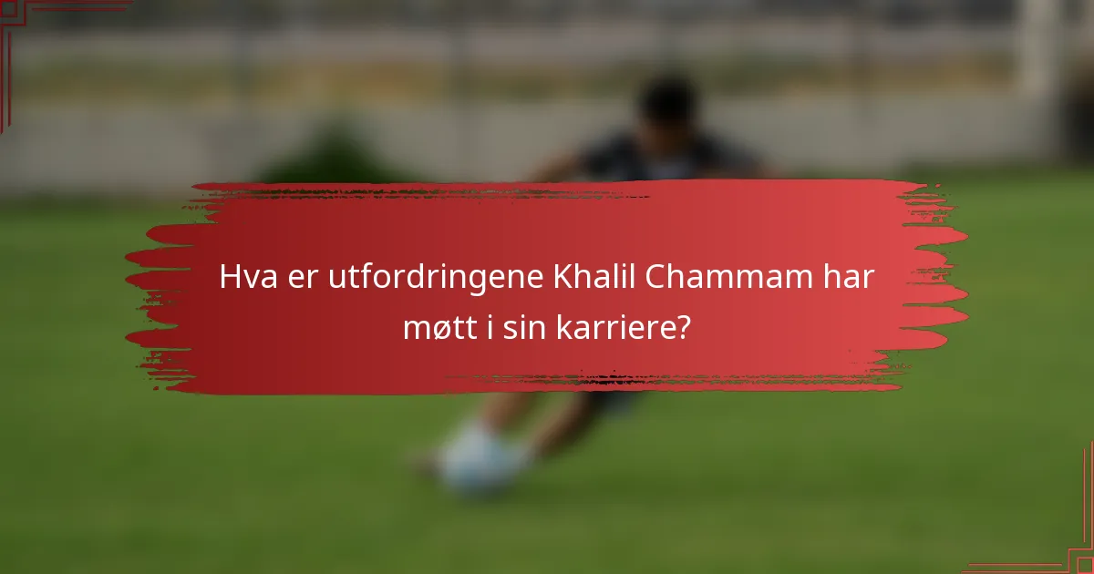 Hva er utfordringene Khalil Chammam har møtt i sin karriere?